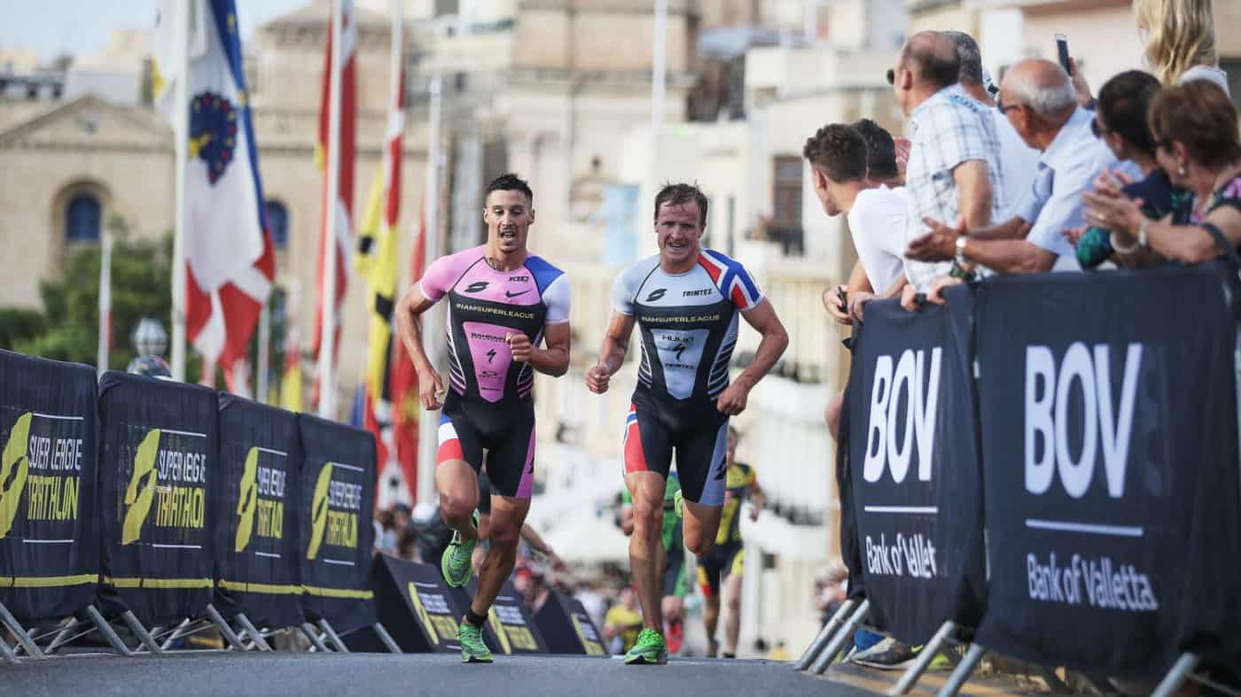 VALLETTA, MALTA - OCTOBER 20, 2019: in the Mens Equalizer Final during Super League Triathlon Malta on October 20, 2019 in Valletta, Malta. (Photo by Tom Shaw/Superleague Triathlon)