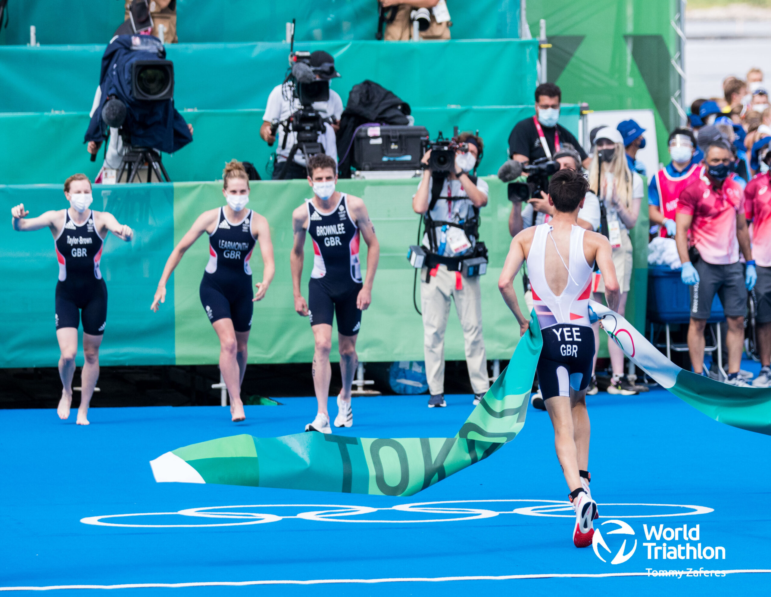 Great Britain win the first ever Olympic Games mixed relay triathlon at Tokyo 2020.