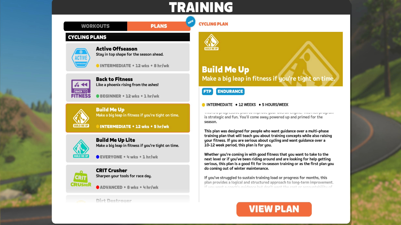 Zwift training plan library