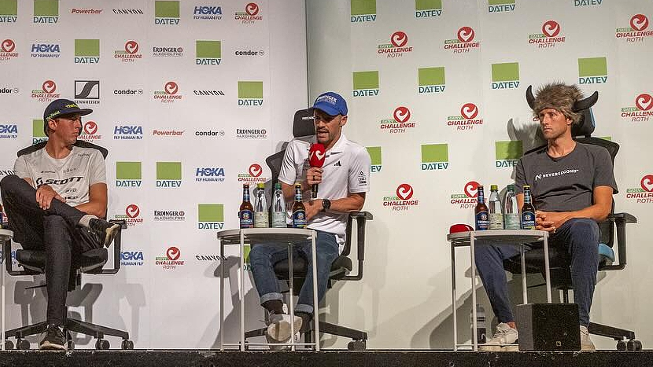 Patrick Lange Rudy von Berg bison hat Challenge Roth press conference 2024