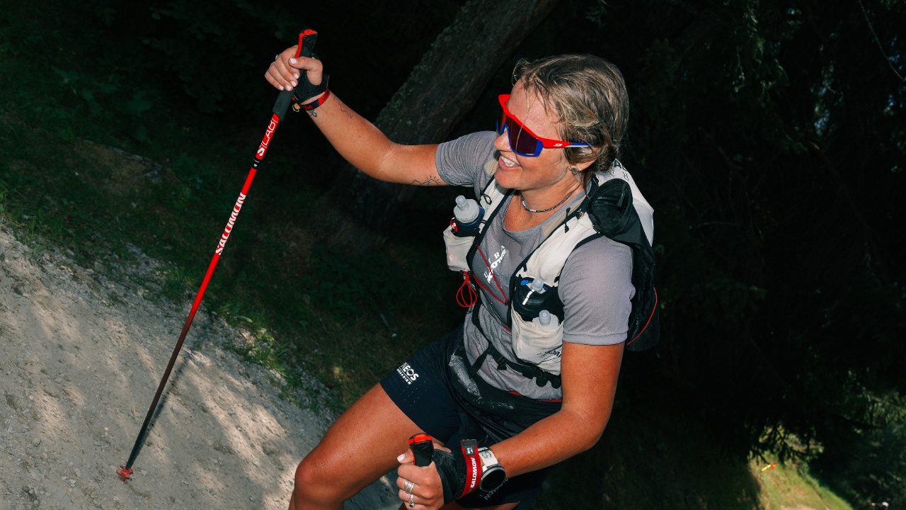 Lucy Bartholomew in action at the 2024 UTMB photo credit Jess Meniere