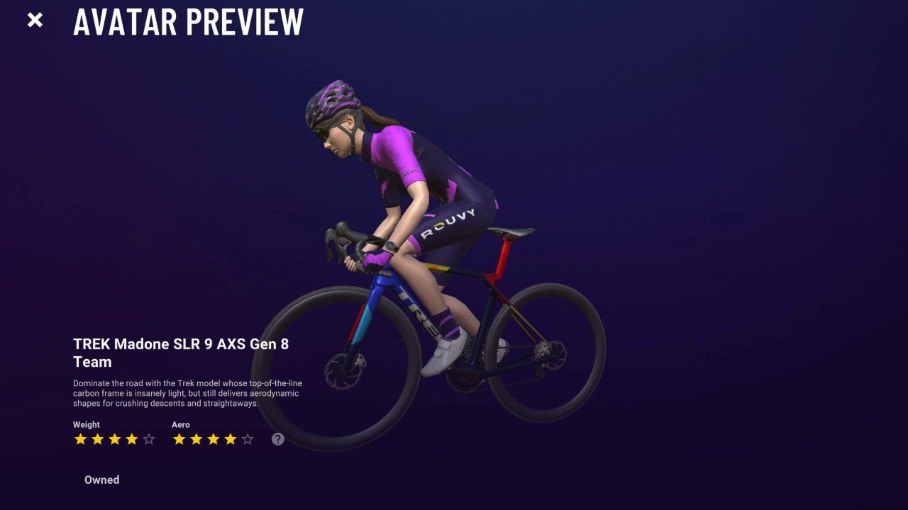 ROUVY Trek Madone SLR 9 AXS Gen 8 Team bike