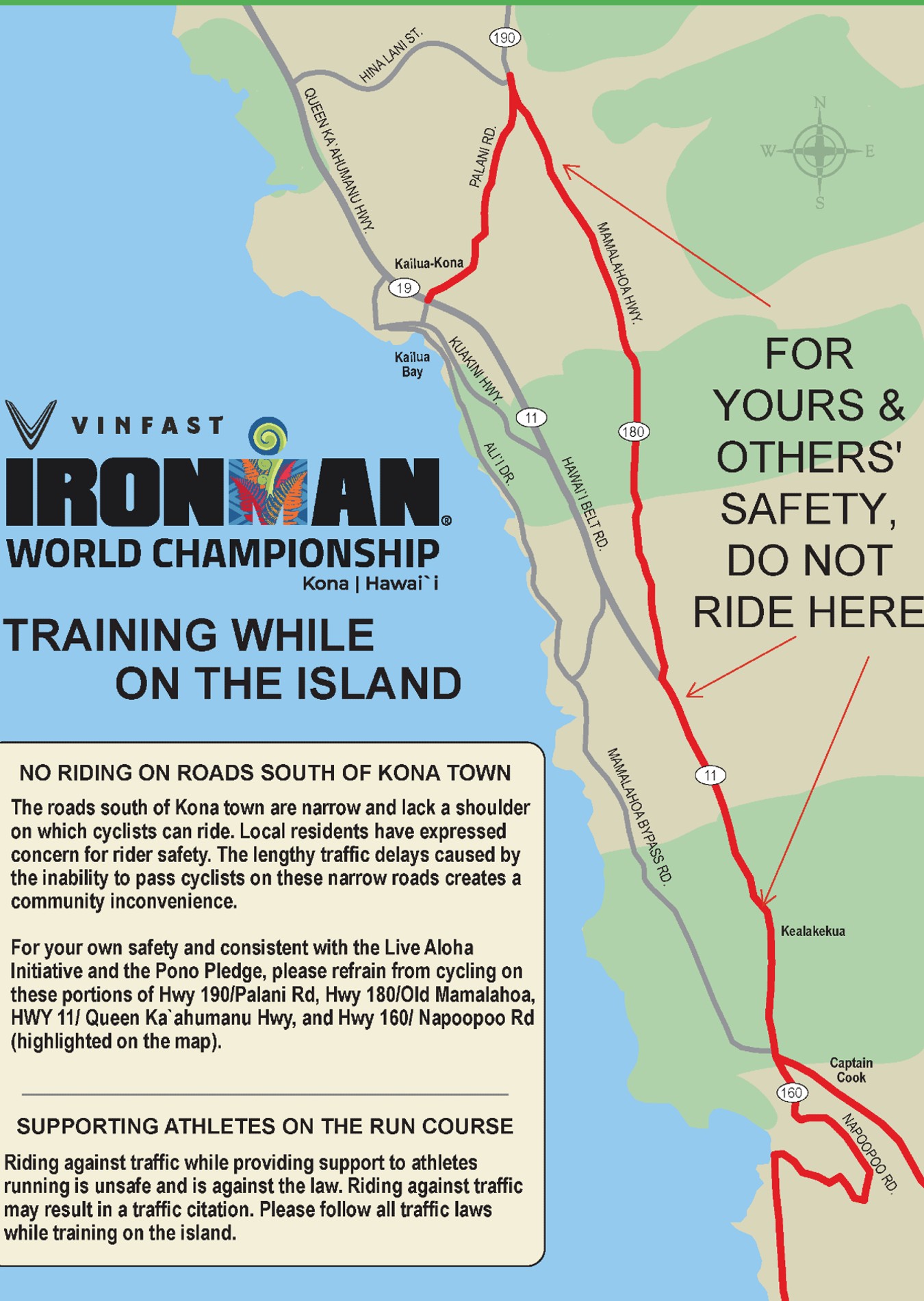 IRONMAN Kona Road Map Safety Advice